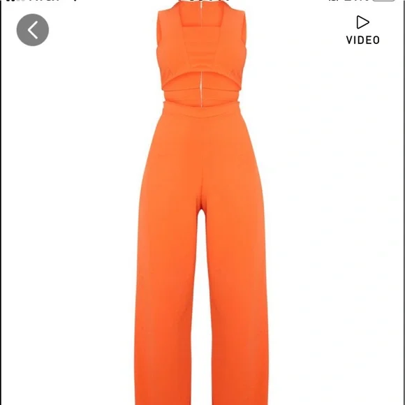 COPY - PrettyLittleThing Orange Cut Out Jumpsuit - Picture 1 of 7